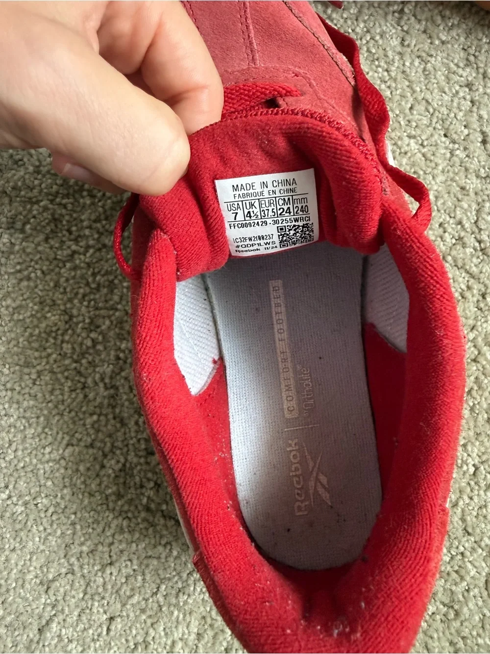 Reebok women’s Red Suede Low-Top Sneakers